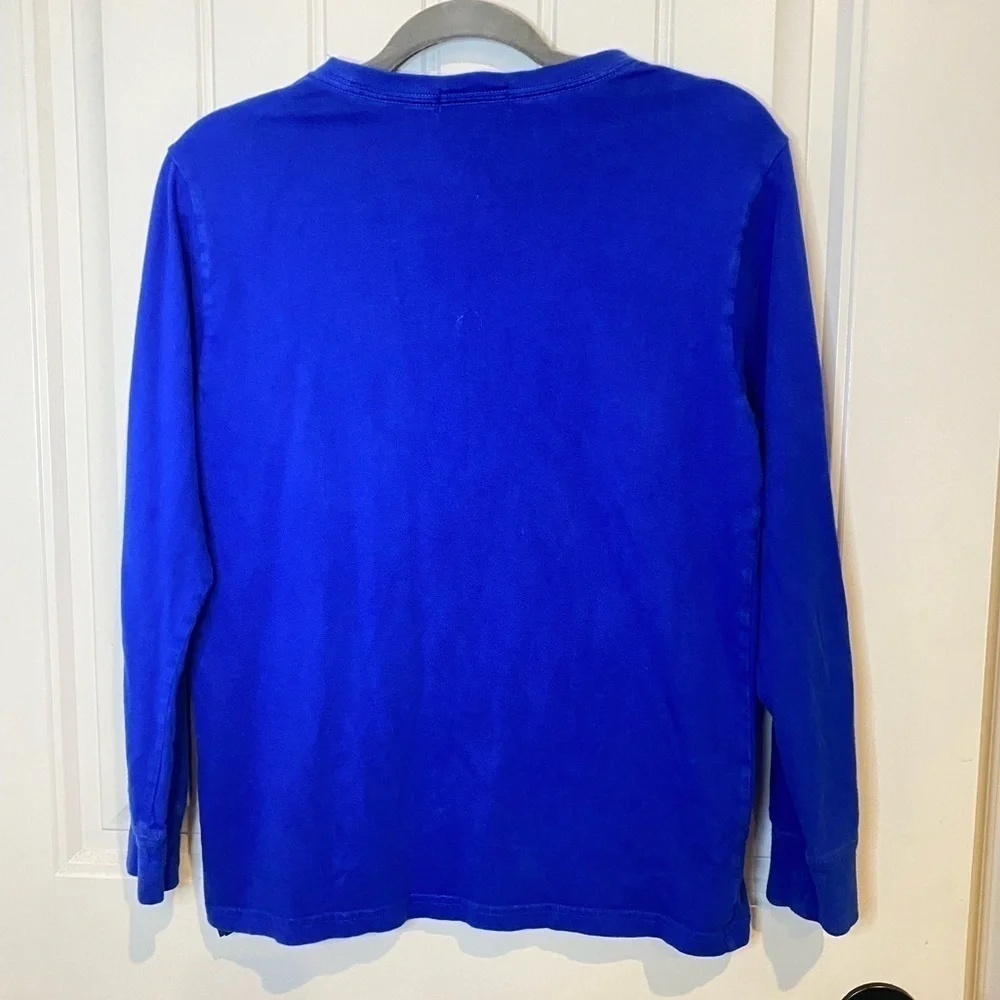 Ralph Lauren Boy long sleeve crewneck shirt, sz 14-16, Royal blue w/green horse